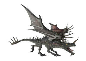 3D Rendering Fantasy Dragon on White