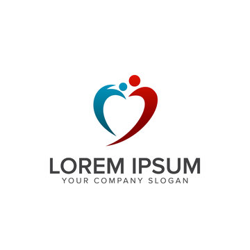 love people logo. care people logo design concept template