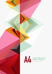 Triangular low poly vector a4 size geometric abstract template