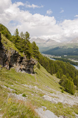  Sils, Via Engiadina, Wanderweg, Höhenweg, Silsersee, Seenplatte, Felsen, Oberengadin, Alpen,...