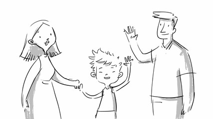 Happy family Vector sketch illustration for cartoon, storyboard, projects, advertise