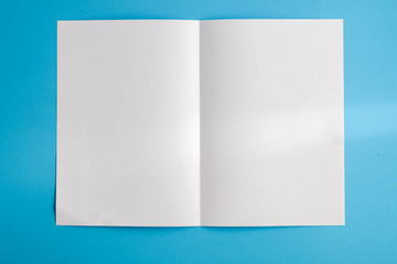 template fold white paper on blue background