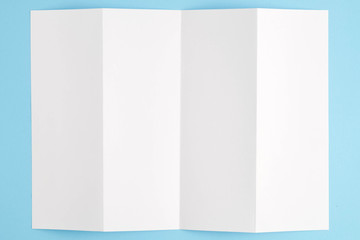 template fold white paper on blue background