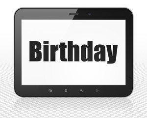 Fototapeta premium Holiday concept: Tablet Pc Computer with Birthday on display