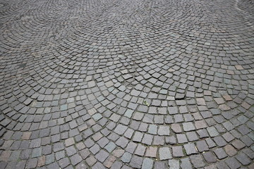 Pattern of old cobble stone pavement in Europe countries 