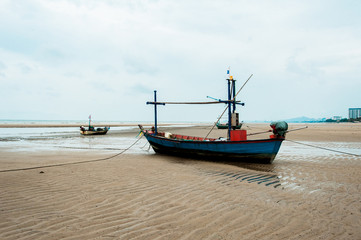 Fototapeta na wymiar Empty fishing boats