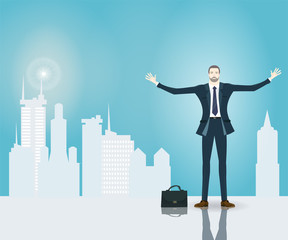 Businessman in the City. Business concept Illustration. 