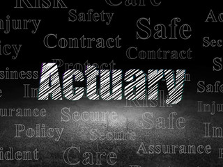 Insurance concept: Actuary in grunge dark room