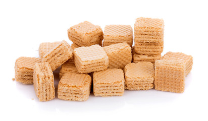 Milk wafers cubes isolated on white background