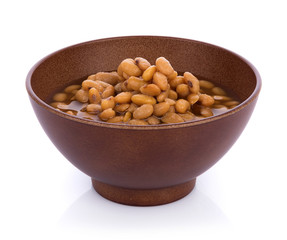 bowl of soy bean paste on white background