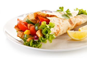 Kebabs - grilled meat and vegetables