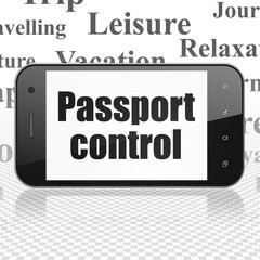 Tourism concept: Smartphone with Passport Control on display