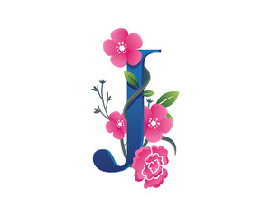 Elegant Floral J Alphabet Logo Illustration