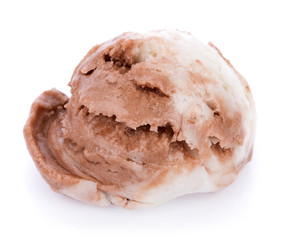 Ice cream scoops on white background