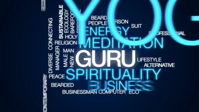 Guru animated word cloud, text design animation.