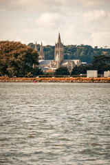 Truro Cathedral from the water in Cornwall England UK kernow.