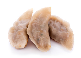 Japanese gyoza on white background
