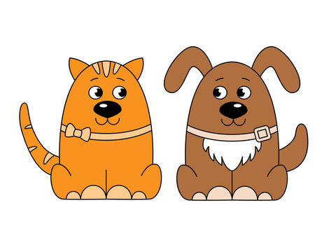 Colorful cat and dog logo.