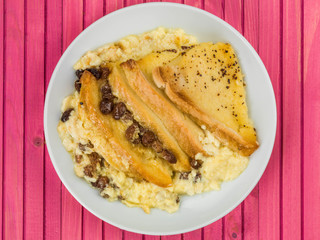 Traditional Bread and Butter Pudding Baked Dessert