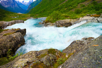 Naklejka na ściany i meble Videfossen Waterfall in Norway