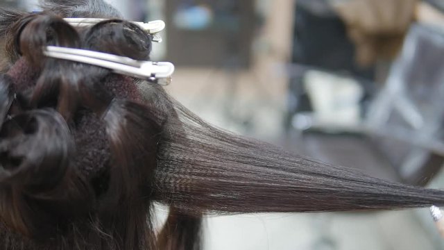 Laying of evening hairstyles