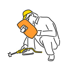 Labor. Builder and worker in various poses. hand drawn. line drawing. vector illustration.