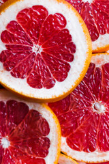 Grapefruit background. Healthy food and diet. Close up. Flat lay. Top view.