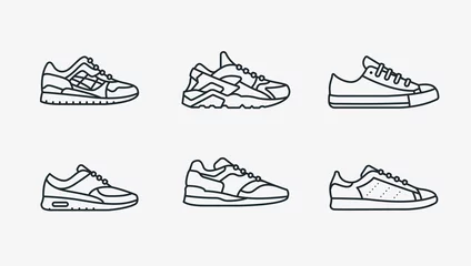 Foto op Plexiglas Sneaker Shoe Minimalistic Flat Line Outline Stroke Icon Pictogram Symbol © Артём Ковязин