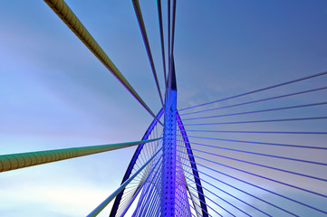 Obraz premium Illuminated bridge details, night time.