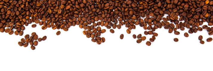 roasted coffee beans on a white background