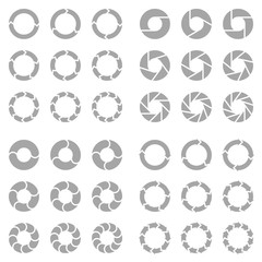 Square Set Pie Charts Arrows Grey