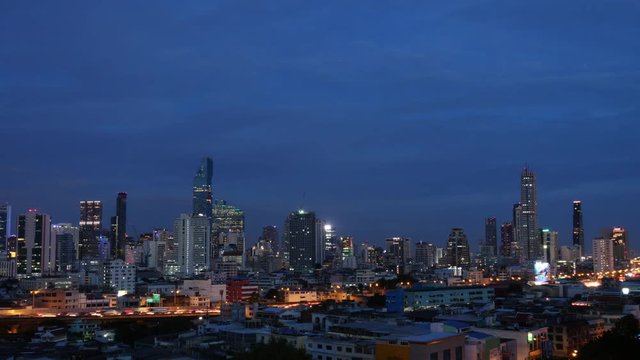 Time lapse, Bangkok cityscape skyline, building downtown, Thailand