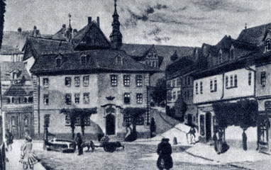 Bach's home in Arnstadt (Martin Feldhaus's home "Zur Goldenen Krone" at the corner of Ledermarkt and Holzmarkt)