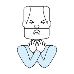 Man with heart attack face cartoon