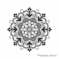 Beautiful floral design mandala design icon. Round Ornament Pattern. Hand drawing - obrazy, fototapety, plakaty