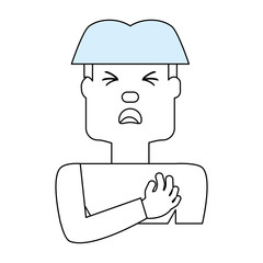 Man with heart attack face cartoon