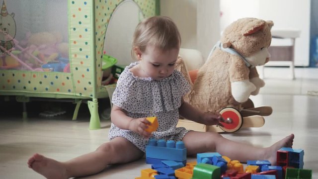 child little girl playing wooden toys at home or kindergarten, baby kid intellectual games children's desinger