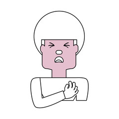Man with heart attack face cartoon