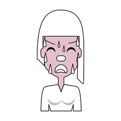 Woman with heart attack face