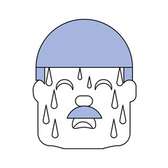 Man with heart attack face cartoon