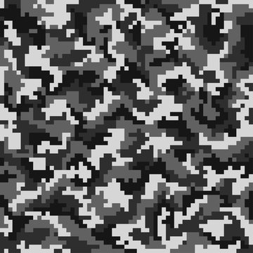 Camouflage Pattern. Digital Camouflage Seamless Pattern. Pixel Camo In Urban Style