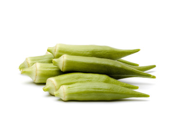 Fresh Green Okra Pods from the Garden