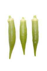 Fresh Green Okra Pods from the Garden