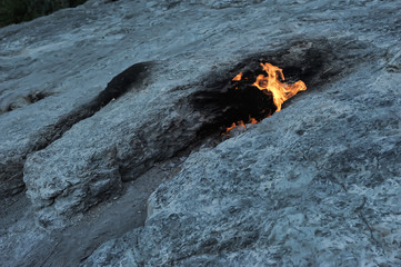 natural gas methane burns - lights of chimaera, Olympos, Turkey