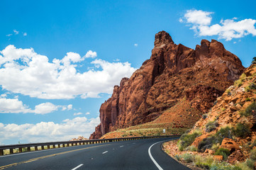 Car trip in Arizona, United States. Highway 89