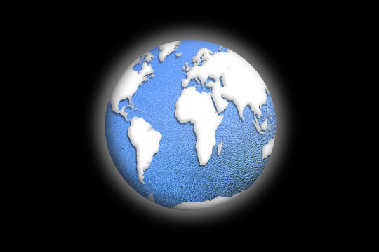 The blue globe on black background. Element of this image furnished by Nasa. 3D illustration.