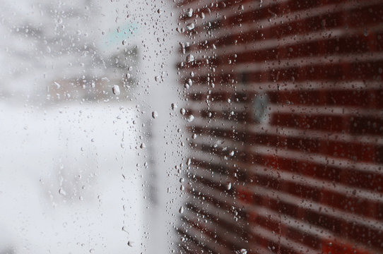 Snow and sleet on a window
