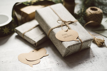 Elegantly wrapped Christmas gifts