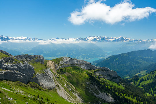 Swiss Alps above clouds