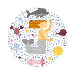 Vector colorful mermaid